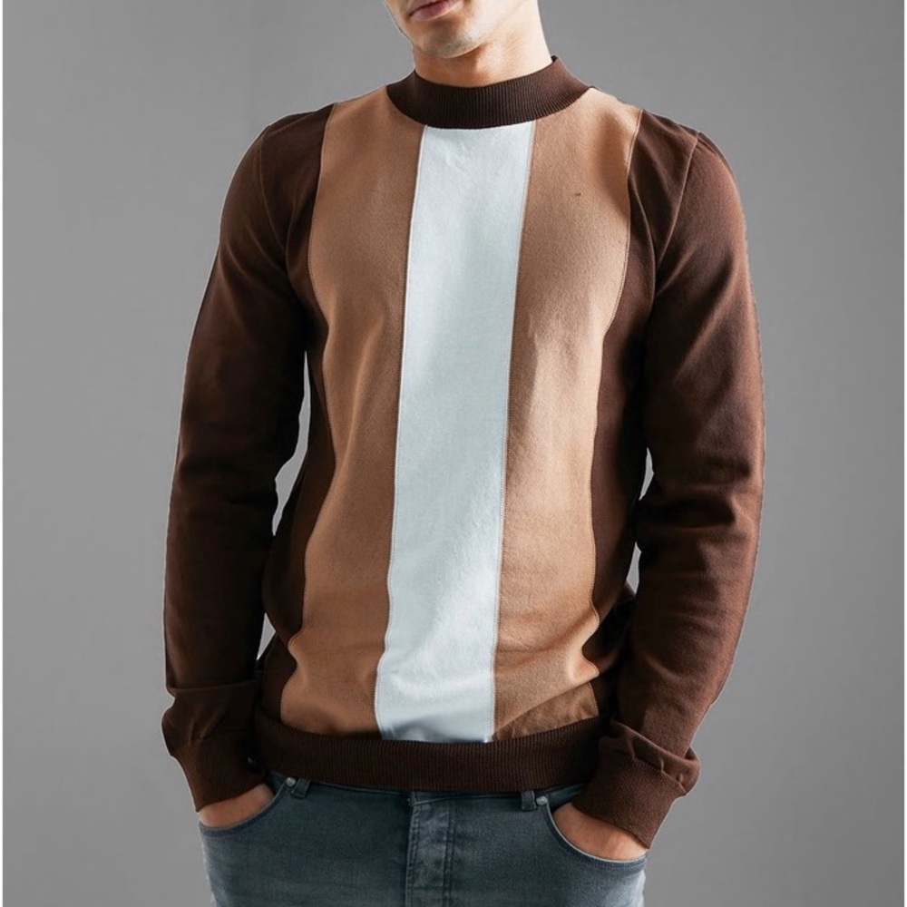 Extended Neck Colour Block Jumper